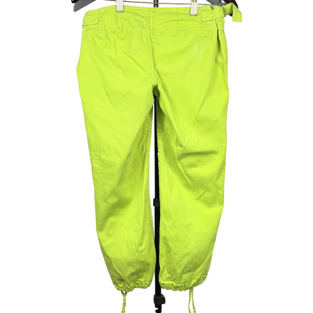 Rampage Cargo Pants Women's 3 Lime Green Drawstring Hem Utility Y2K Streetwear - Picture 2 of 6